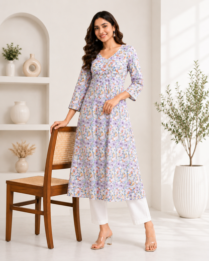 Elegant Mul cotton Aline Kurti