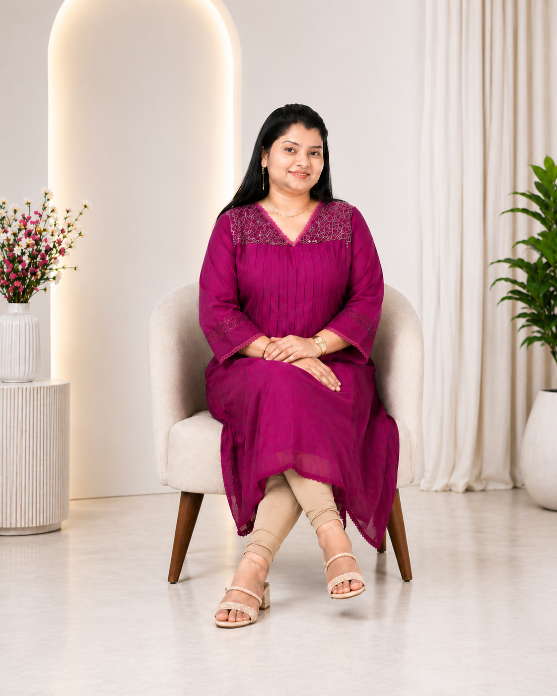 Premium Roman Silk Kurti