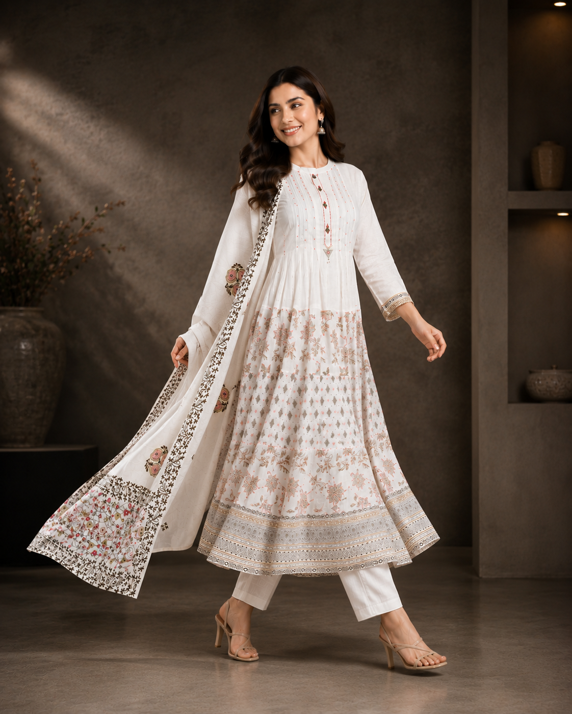 Elegant Cotton Anarkali 3 Piece Set