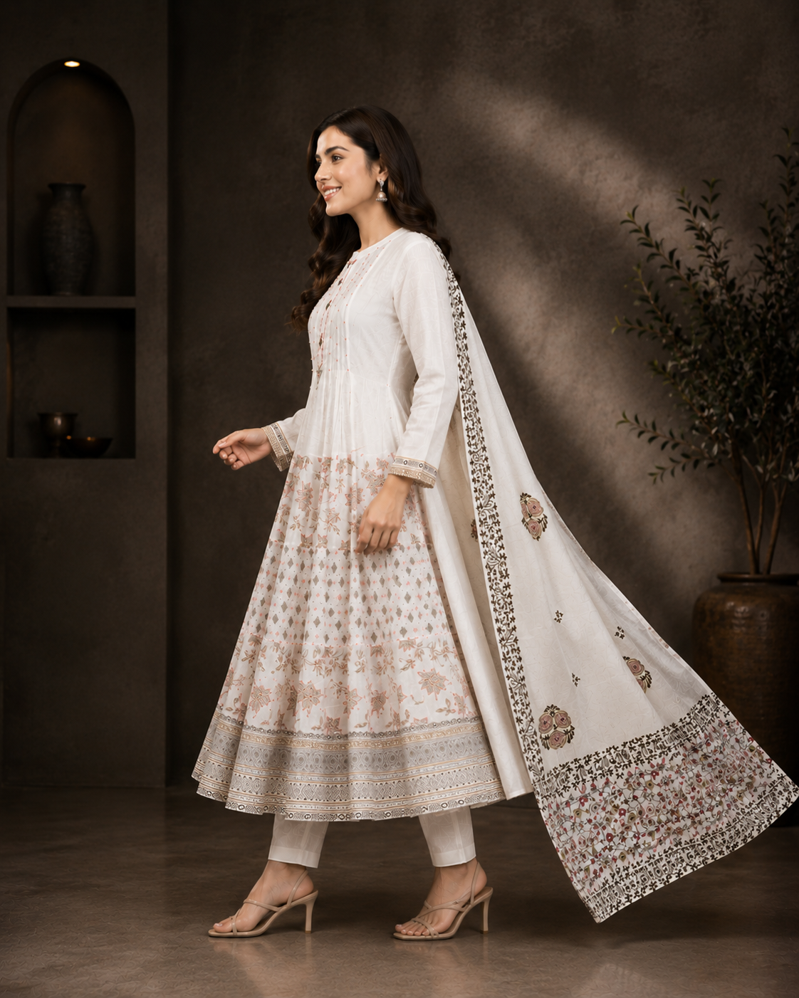 Elegant Cotton Anarkali 3 Piece Set