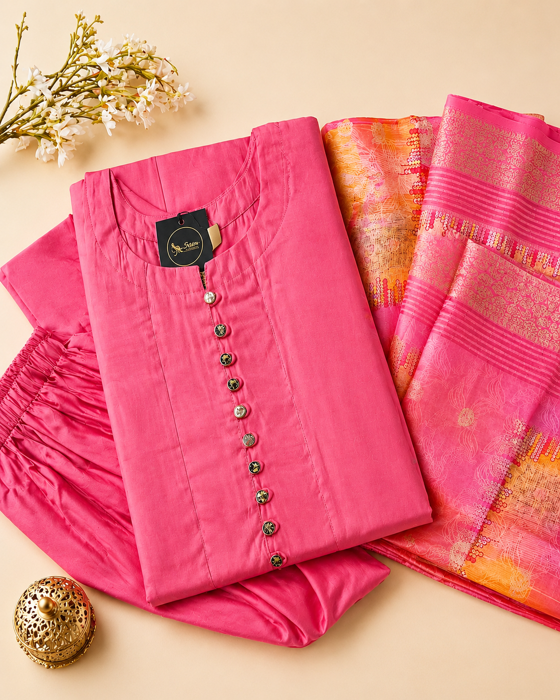 Rich Roman Silk Fabric 3 pieces set
