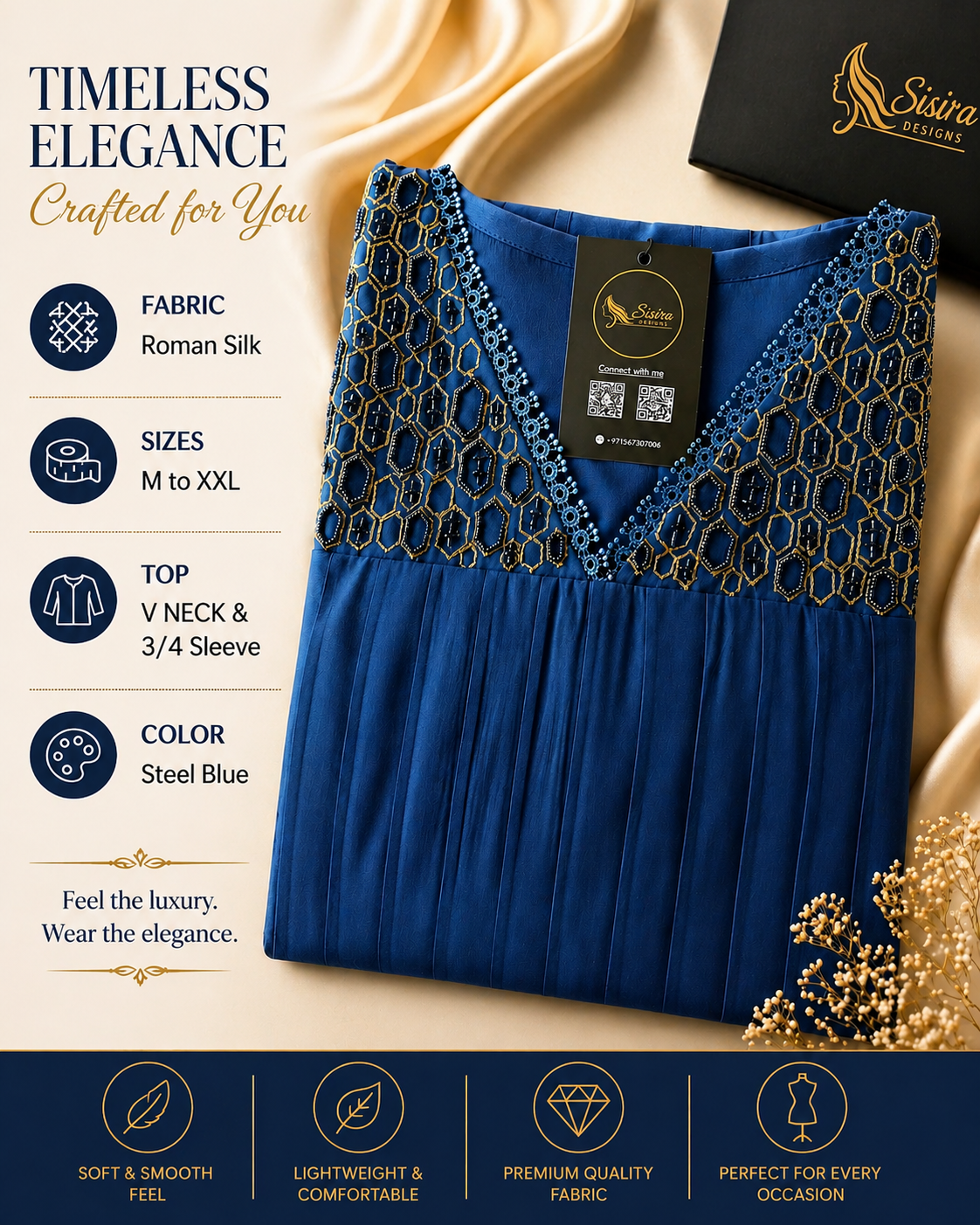 Premium Roman Silk Kurti