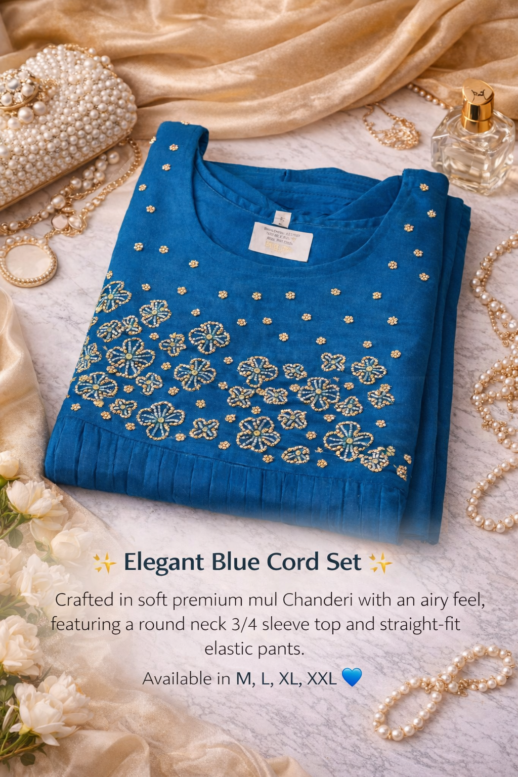 Premium mul chanderi cord set