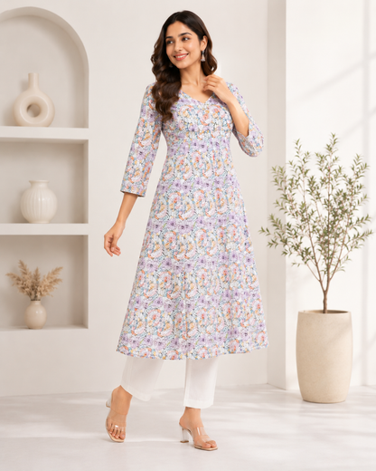 Elegant Mul cotton Aline Kurti