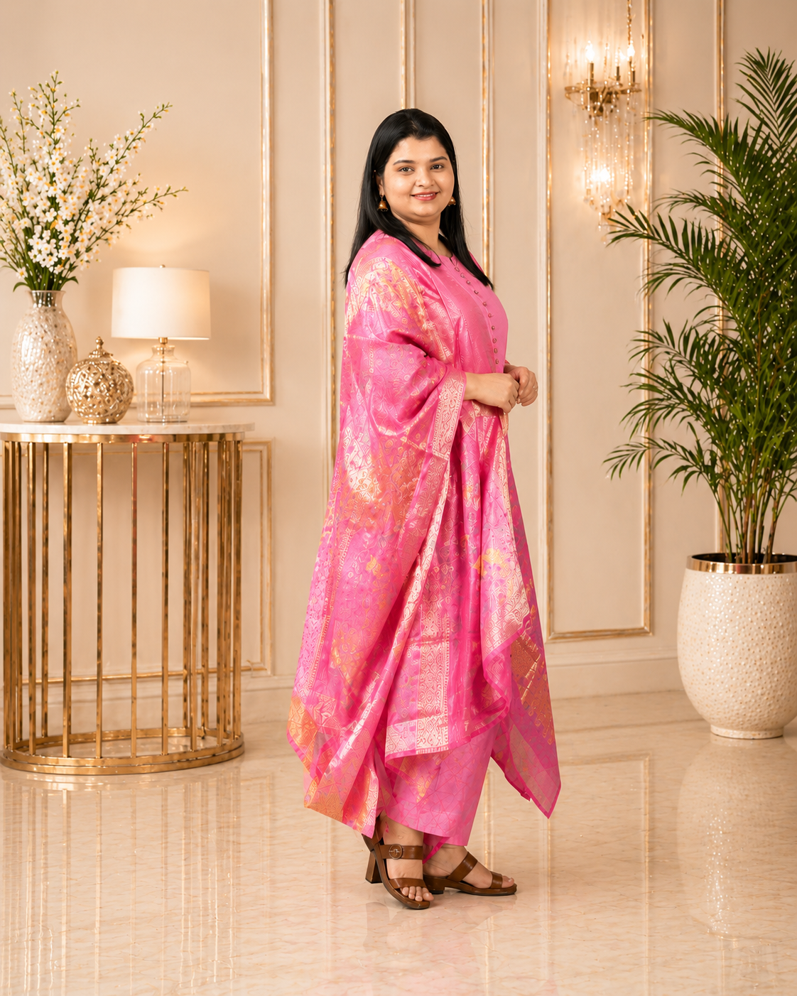 Rich Roman Silk Fabric 3 pieces set