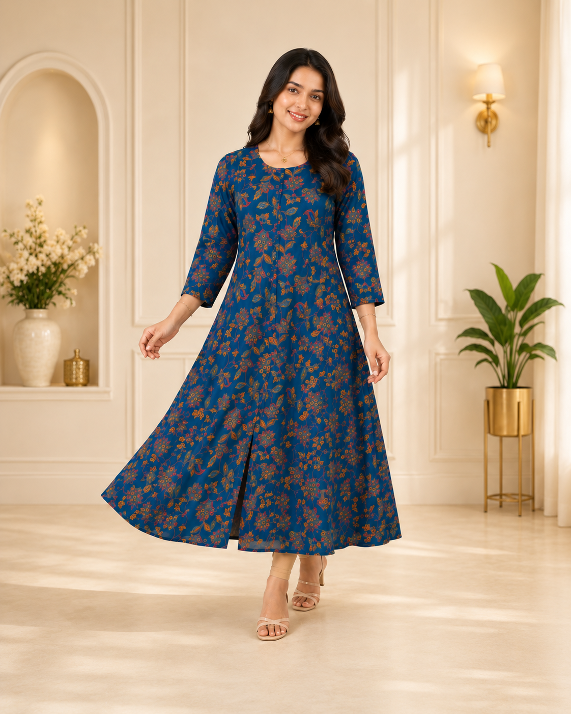 Elegant Milano Silk A-Line Kurti