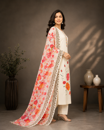 Stylish Roman Silk 3 peice set
