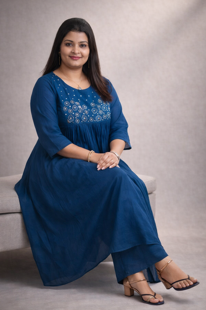 Premium mul chanderi cord set