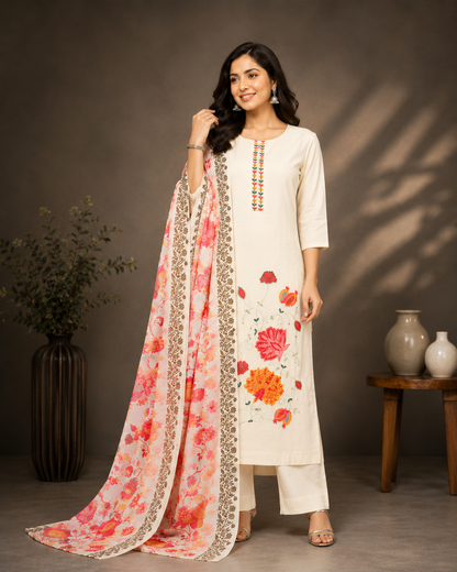 Stylish Roman Silk 3 peice set