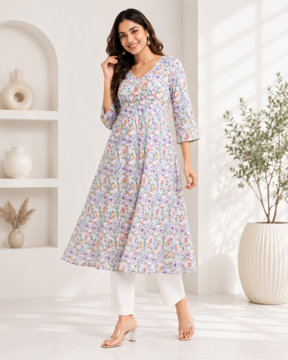 Elegant Mul cotton Aline Kurti