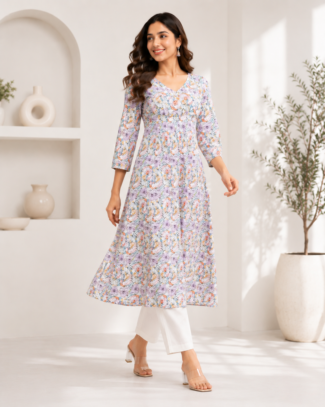 Elegant Mul cotton Aline Kurti